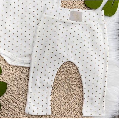 Conj. de Malha 3 peças - Ursa Bebê - Off White e Dourado